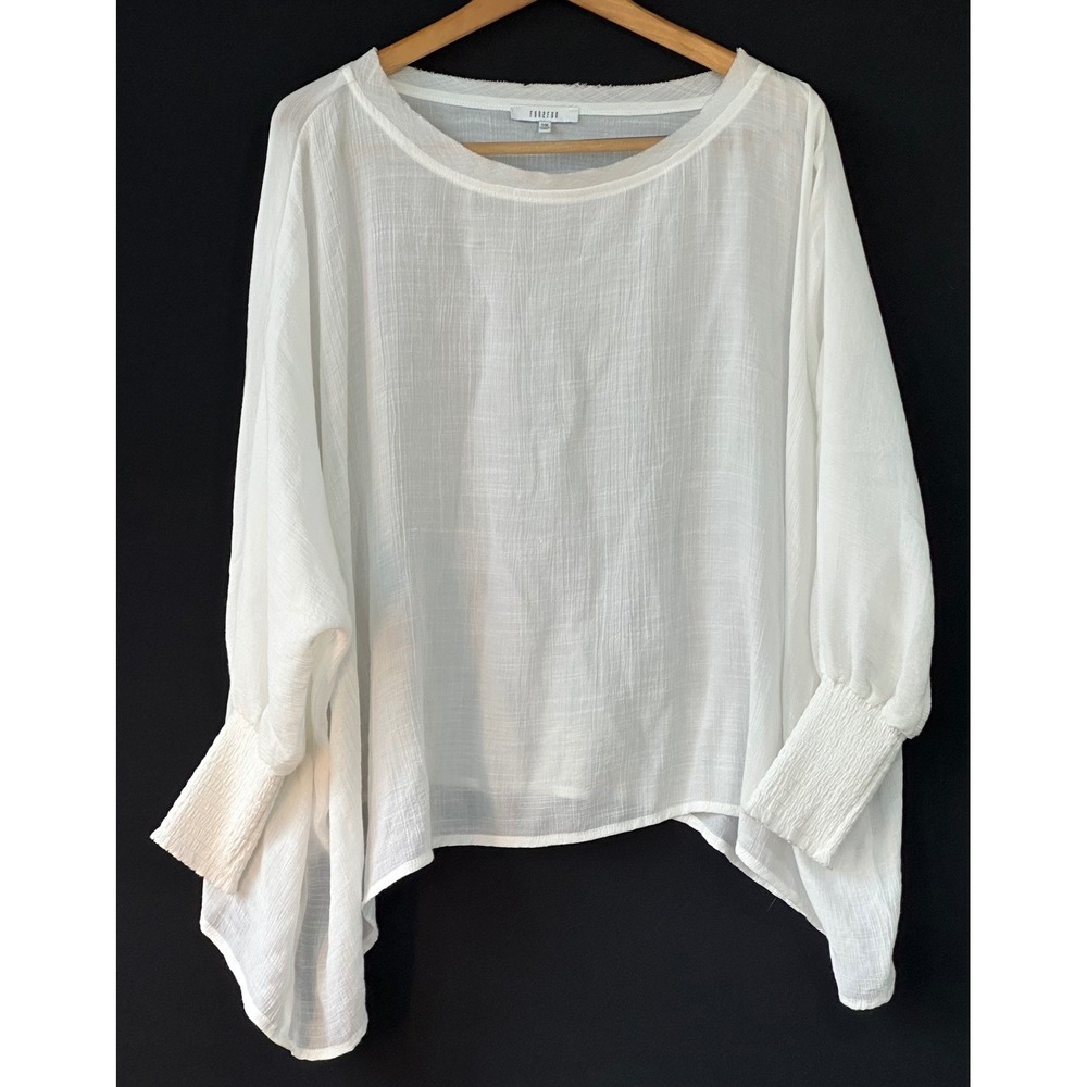 Fun2Fun Gauze Batwing Blouse Chic Classy Minimalistic Women S/M White Excellent